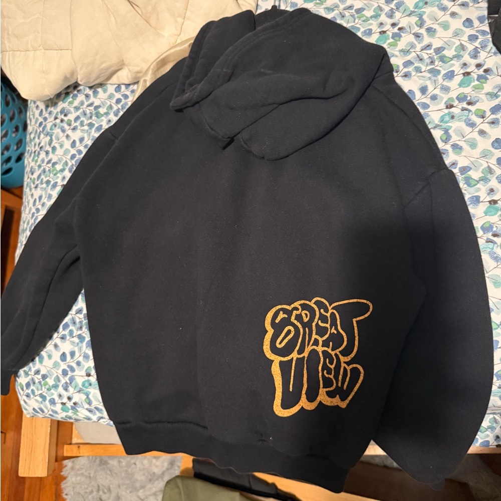 Black Hoodie with Gold Graphic